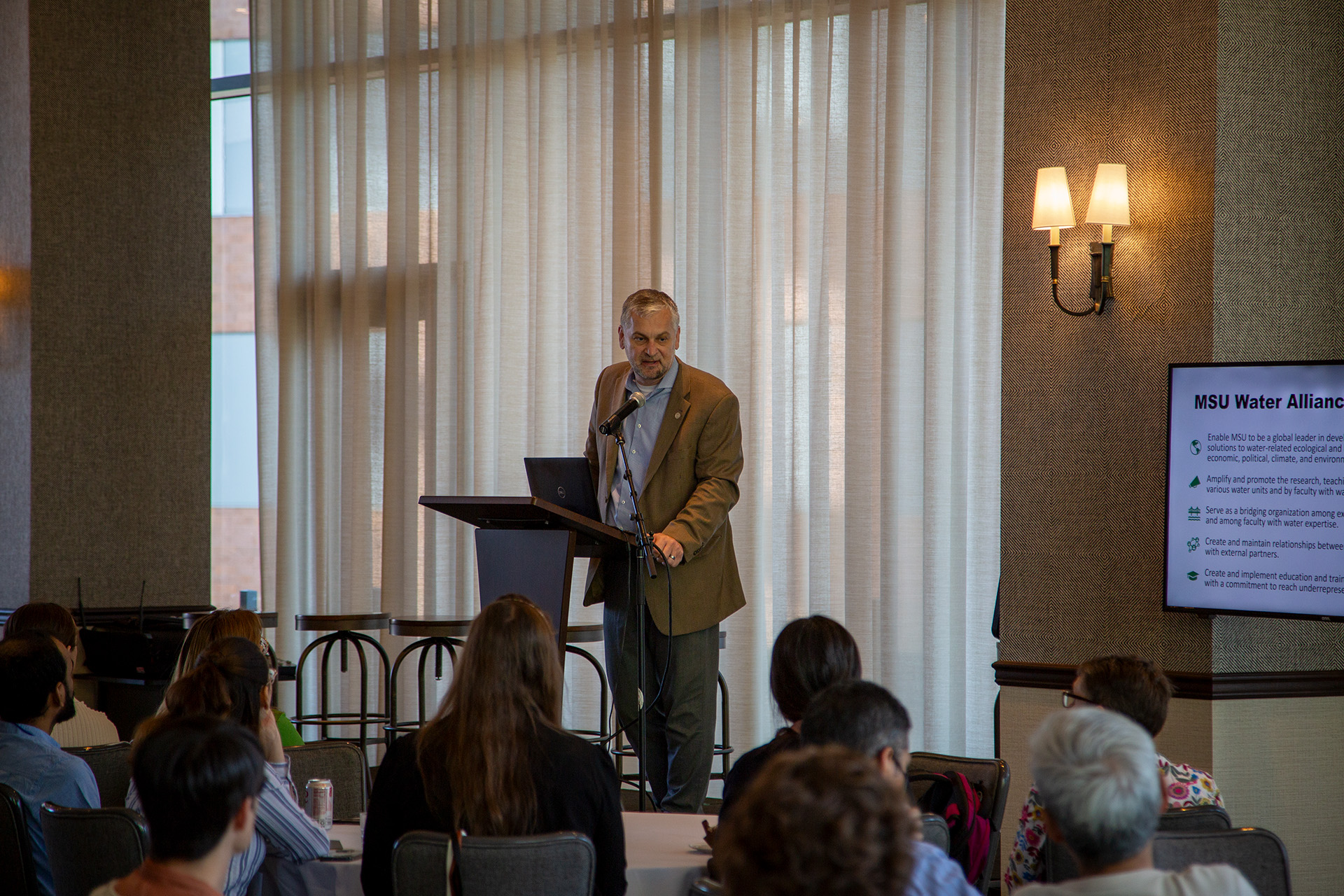 Phil Skaggs speaks at the Water Alliance hub networking event