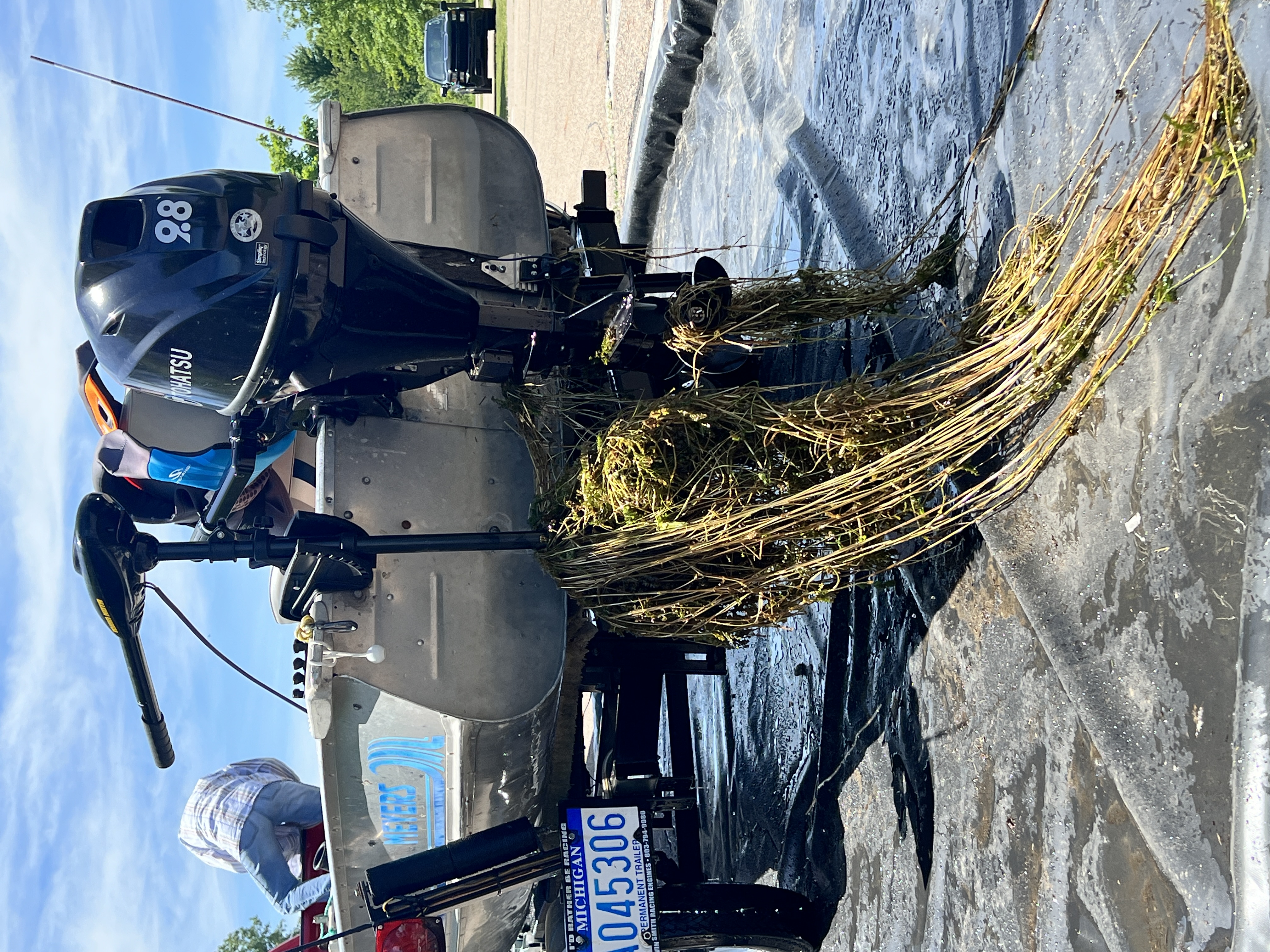 Seaweed stuck in a boat propeller