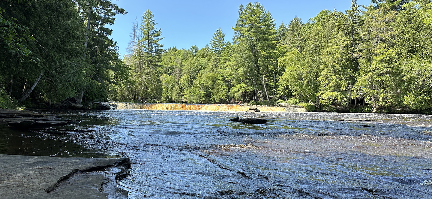 tree lined river near Tahquamenon Falls, Michigan 