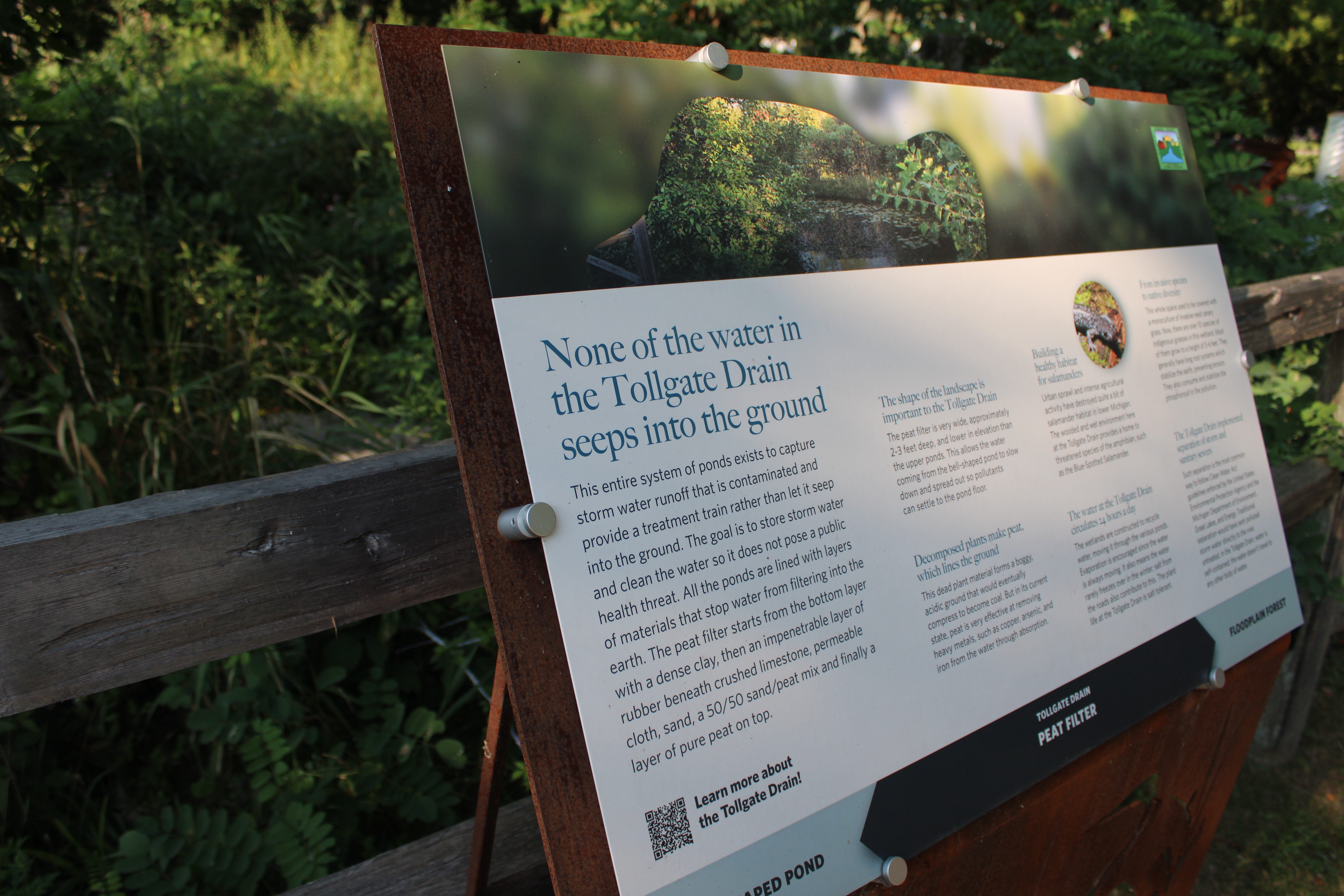 Lectern sign at Tollgate Wetlands.