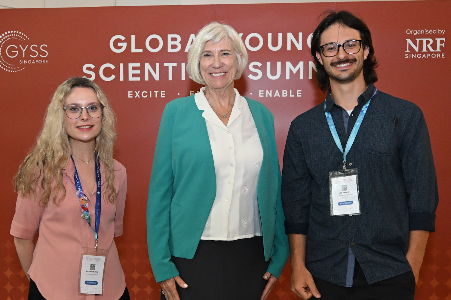 Autumn Bland, MSU Water Alliance Director Joan Rose, and Leo Baldiga at GYSS in Singapore