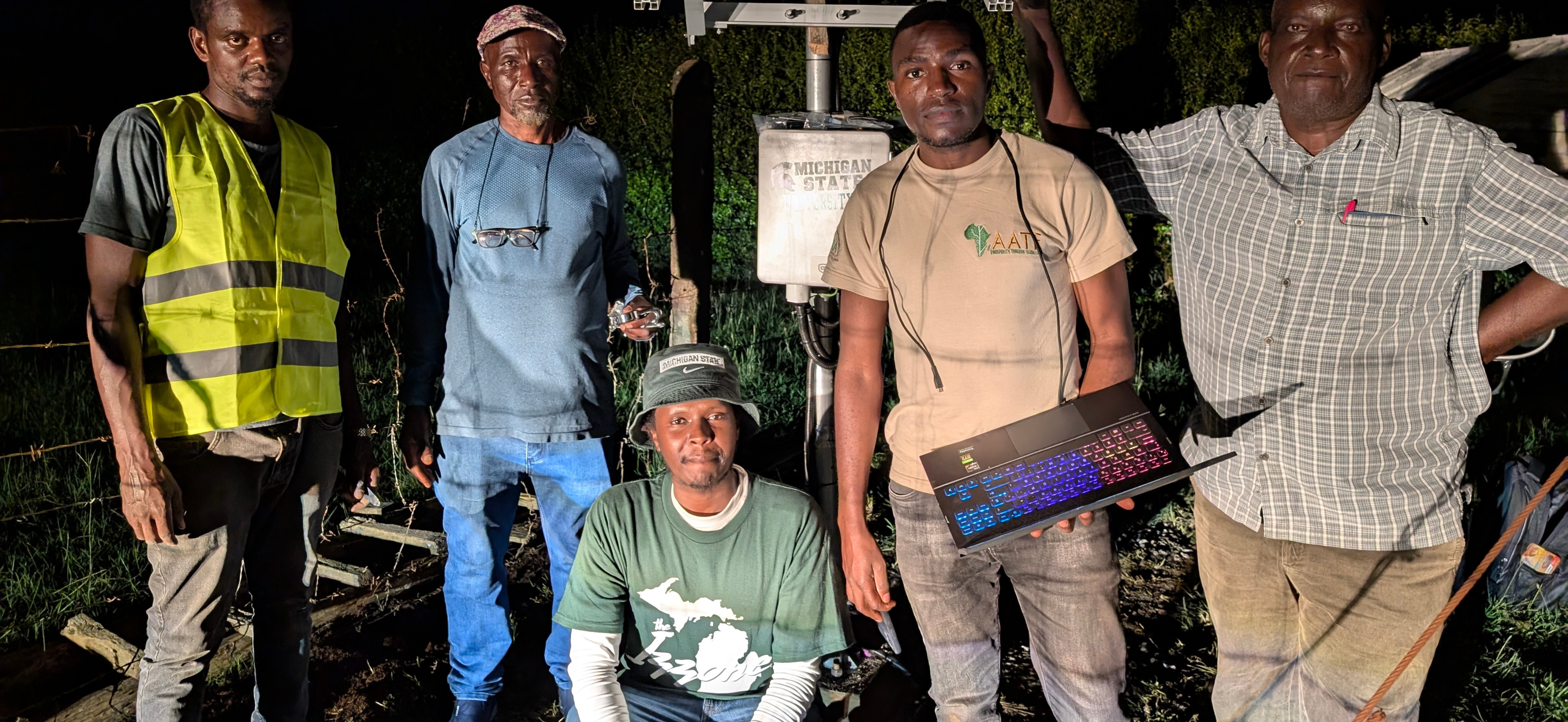 Andrew Chesang with his team of researchers.