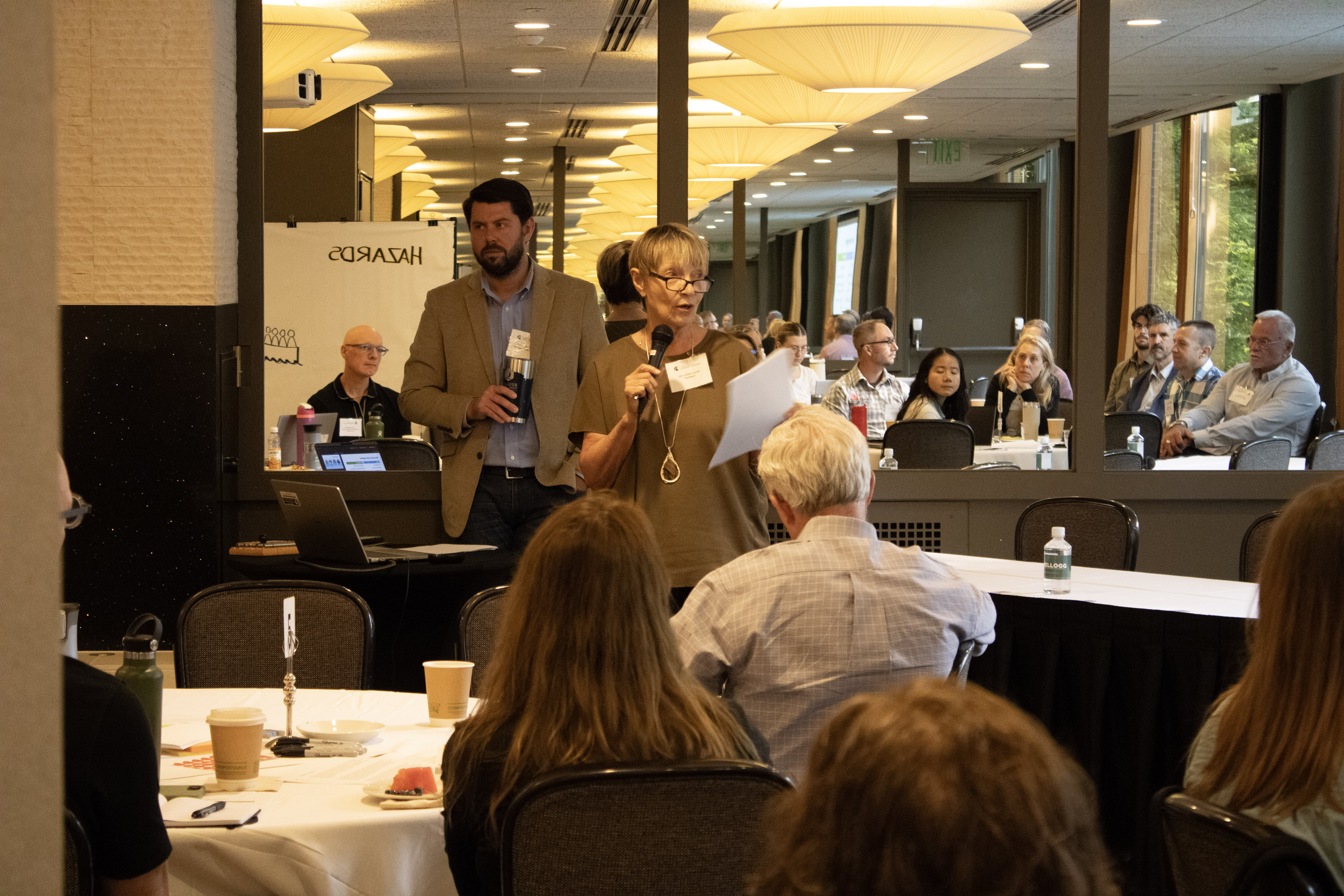 Jan Urban-Lurain and Ethan Theuerkauf lead discussions at the RU4M “Where Land Meets Water” workshop.