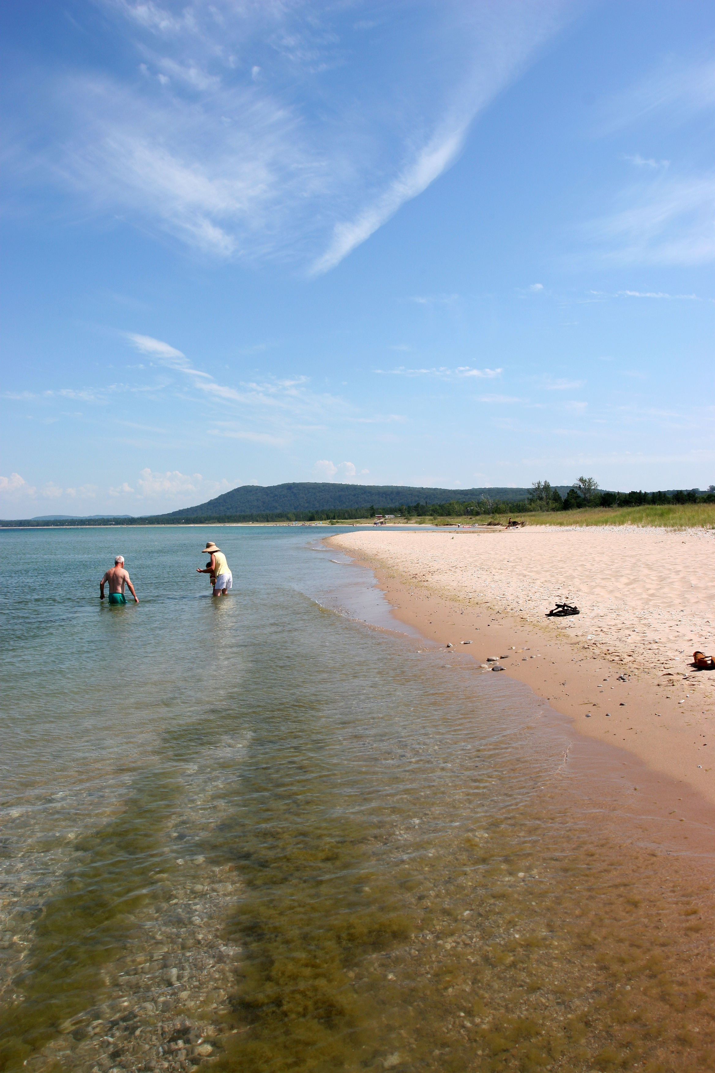 Lake Michigan shoreline with a family.
