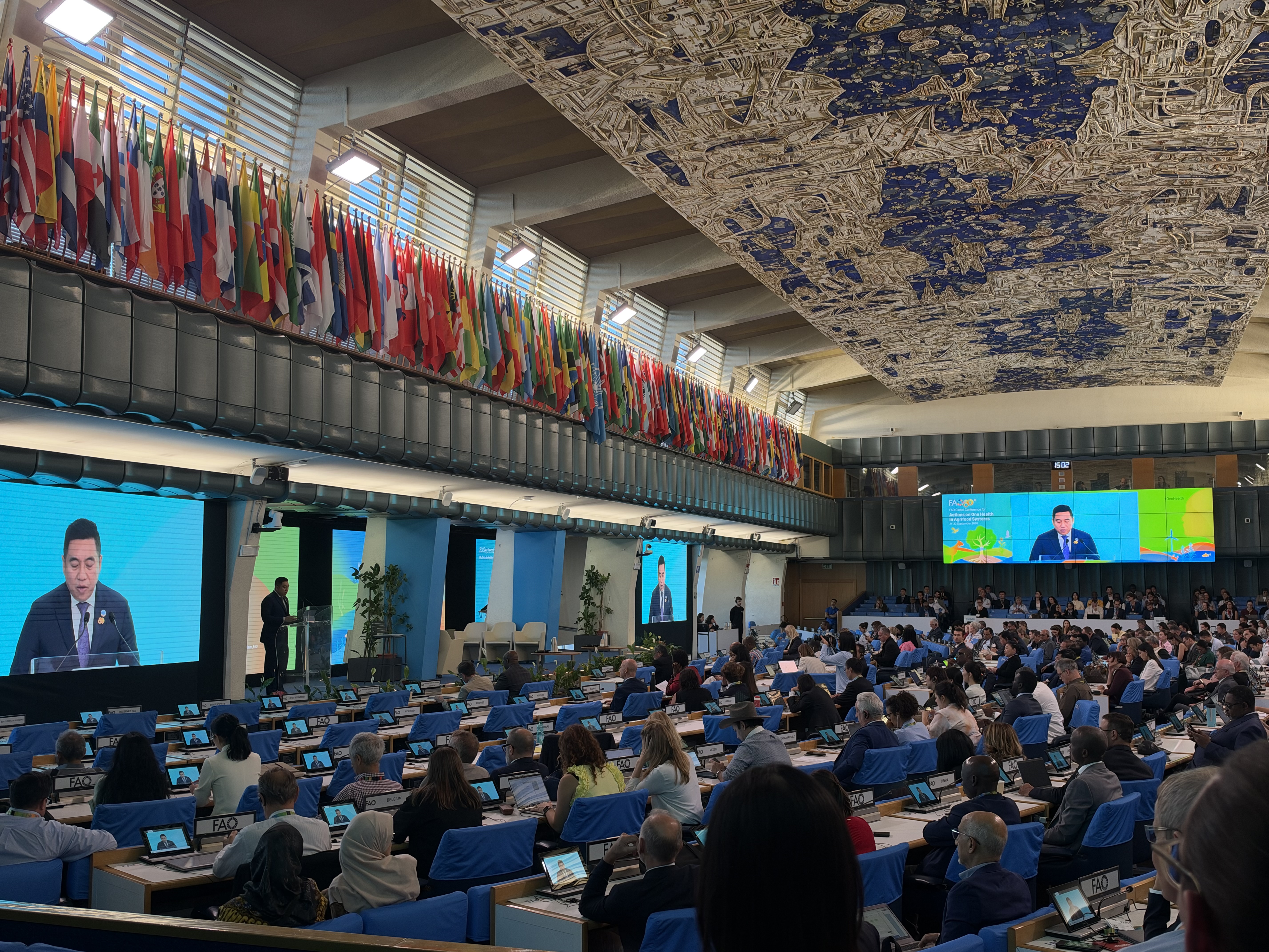 Attendees gather in the FAO Plenary Hall.