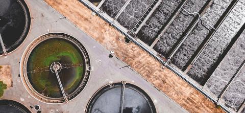 aerial view wastewater treatment plant