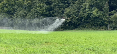 A demo highlighting the uses of agricultural sprayer drones on the campus of Michigan State University. 