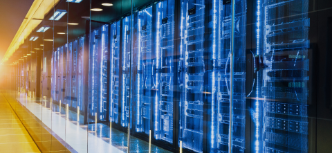 Server room inside data center.