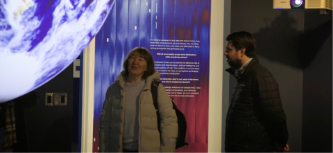 Elena Litchman and Ethan Theuerkauf at the MSU Museum.